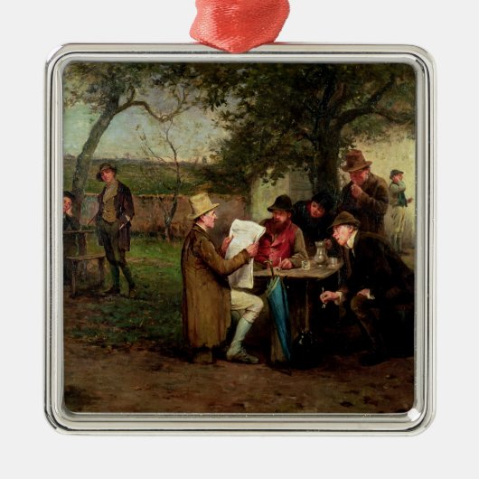 Het nieuws lezen metalen ornament (Voorkant)
