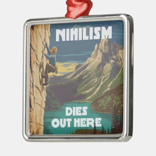 Het nihilisme sterft hier uit, het beklimmen van r metalen ornament (Links)