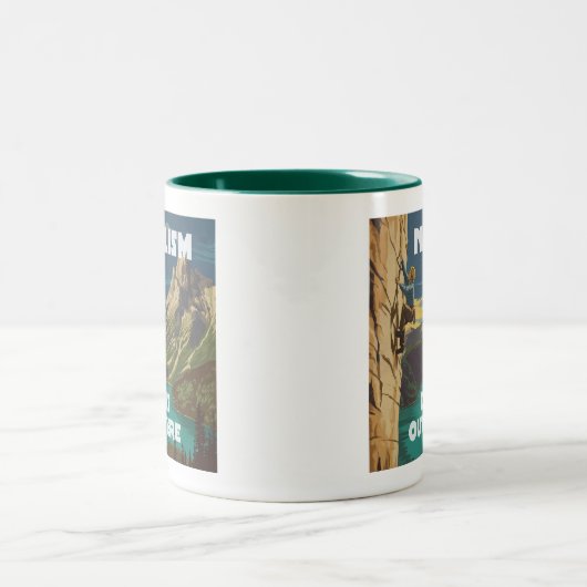 Het nihilisme sterft hier uit, het beklimmen van r tweekleurige koffiemok (Center)