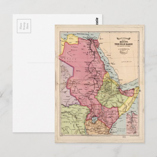 Het Nijlbekken, Egypte Map (1916) Briefkaart (Voorkant / Achterkant)