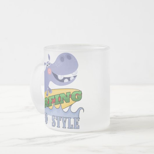 Het Nijlpaard van Surfer Matglas Koffiemok (Voorkant links)