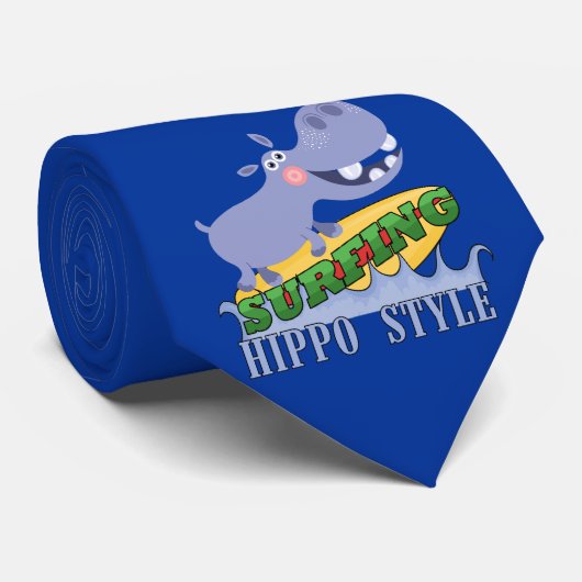 Het Nijlpaard van Surfer Stropdas (Opgerold)