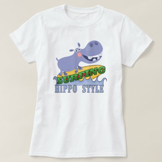 Het Nijlpaard van Surfer T-shirt (Design voorkant)