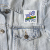 Het Nijlpaard van Surfer Vierkante Button 5,1 Cm (In situ)