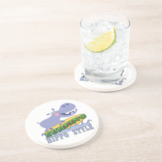 Het Nijlpaard van Surfer Zandsteen Onderzetter (Zijkant)