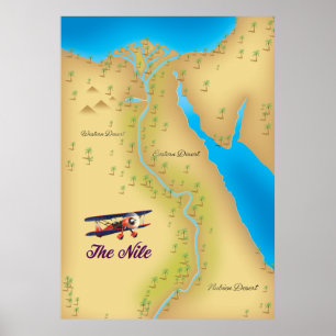 Het Nile  poster van de stijloude kaart