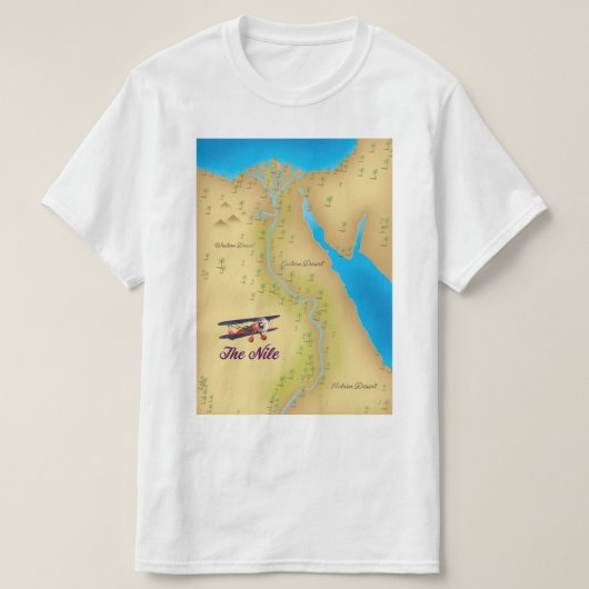 Het Nile  poster van de stijloude kaart T-shirt (Design voorkant)