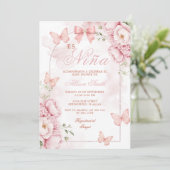Het Nina Roze Vlinder Babyfeest Kaart (Staand voorkant)
