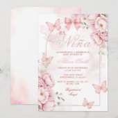 Het Nina Roze Vlinder Babyfeest Kaart (Voorkant / Achterkant)