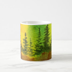 Het noordelijke licht bakt de pijnbomen in prachti koffiemok