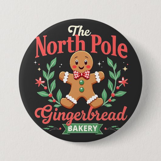 Het Noorderpool peperkoek bakkerij Kerstmis Ronde Button 7,6 Cm (Voorkant)