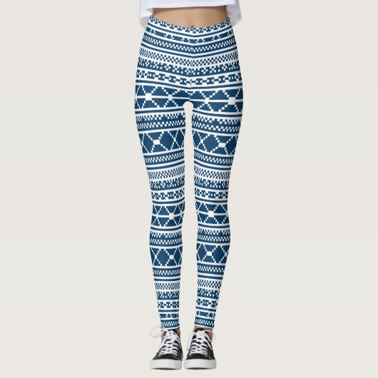 Het noordse Eerlijke Blauwe Wit van de Sweater van Leggings (Voorkant)