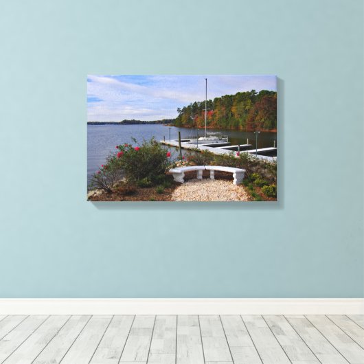 Het Normandische meer in de herfst Canvas Afdruk (Insitu (Houten vloer))