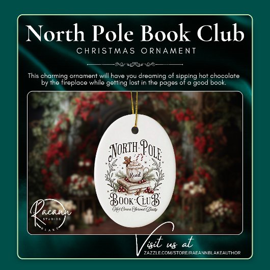 Het North Pole Boekclub Ovaal Kerst Ornament