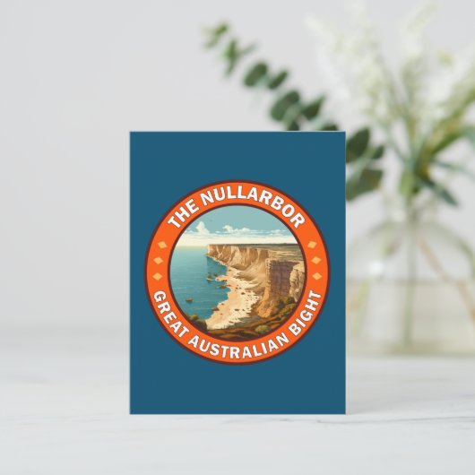 Het Nullarbor Great Australian Bight Retro Emblem Briefkaart (Staand voorkant)
