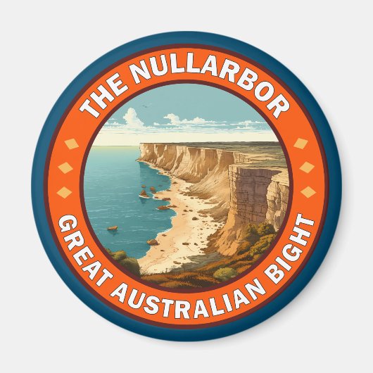 Het Nullarbor Great Australian Bight Retro Emblem Magneet (Voorkant)