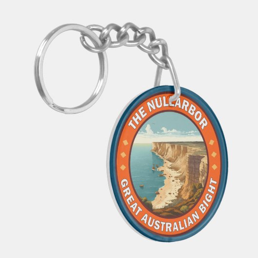 Het Nullarbor Great Australian Bight Retro Emblem Sleutelhanger (Voorkant Links)