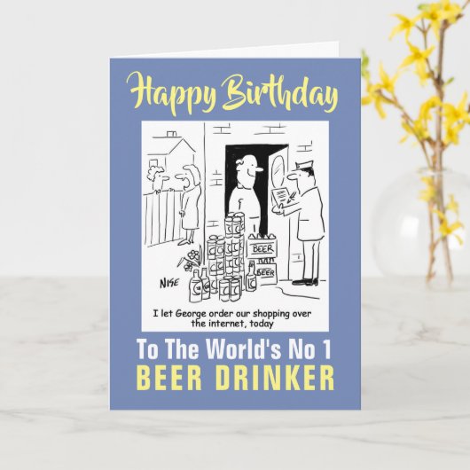 Het nummer 1 van de Word bierdrinker - Happy Birth Kaart (Gele Bloem)