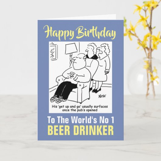 Het nummer 1 van de Word bierdrinker - Happy Birth Kaart (Gele Bloem)