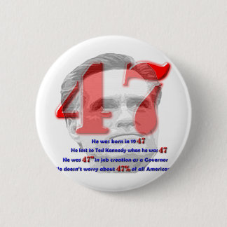 Het nummer 47 ronde button 5,7 cm