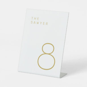 Het nummer van de Sawyer 8 Gold- en White-tabel Reclamebord Met Voetstuk