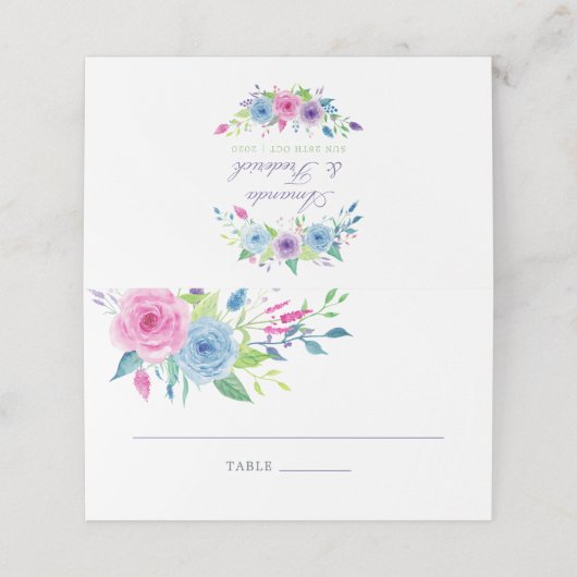 Het nummer van de zwevende Waterverf van Floral We Plaatskaartje (Buitenkant ongevouwen)