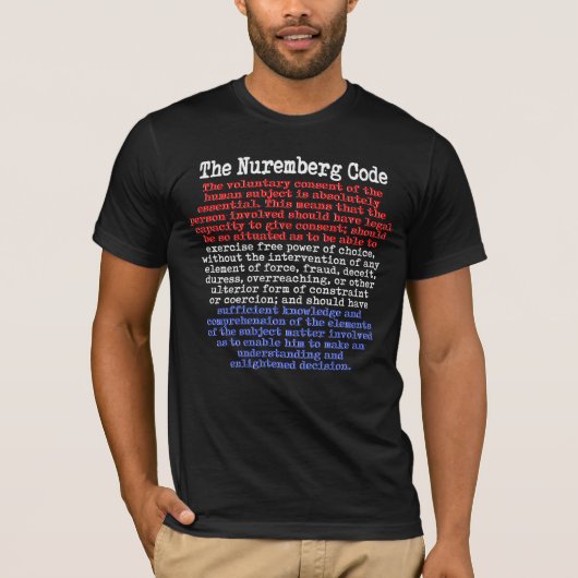 Het Nuremberg Code Red White & Blue T-Shirt (Voorkant)