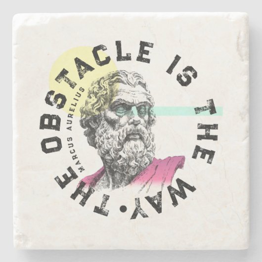 Het obstakel is de weg – Marcus Aurelius Stenen Onderzetter (Voorkant)