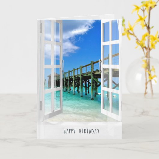 Het oceaan uitzicht van de Pijler in venster Kaart (Gele Bloem)