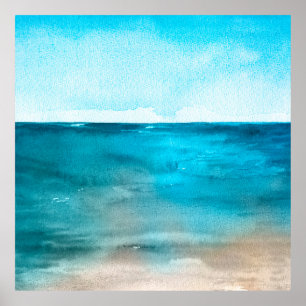 Het oceaanlandschap. Mooie handschilderingen van w Poster