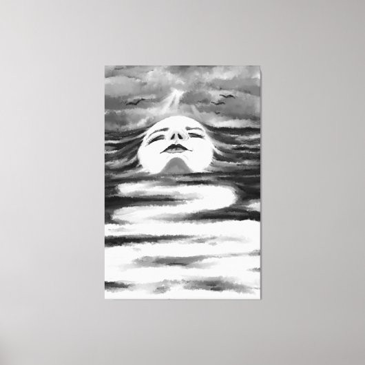 Het Ocean Face - Zwart-wit - Abstract tekenen Canvas Afdruk (Voorkant)