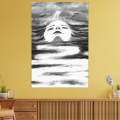 Het Ocean Face - Zwart-wit - Abstract tekenen Canvas Afdruk (Insitu (Woonkamer))