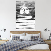 Het Ocean Face - Zwart-wit - Abstract tekenen Canvas Afdruk (Insitu (Slaapkamer))