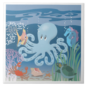 Het Octopus grote keramische tegels Tegeltje