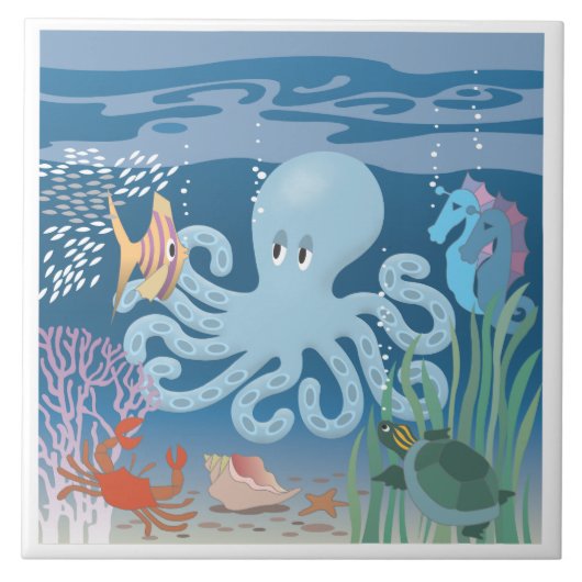 Het Octopus grote keramische tegels Tegeltje (Voorkant)