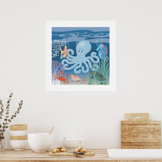 Het Octopus Poster 25x25 (Keuken)