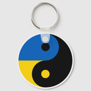 Het Oekraïense Yin Yang-symbool met de vlag van de Sleutelhanger