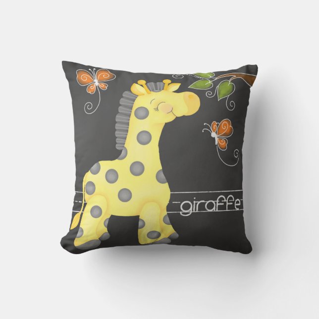 Het Oerwoud van het Chalkboard - Giraffe Pillow Kussen (Voorkant)