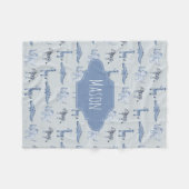 Het Oerwoud van het Cute Blue Safari Animals Patte Fleece Deken (Voorkant (Horizontaal))