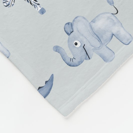 Het Oerwoud van het Cute Blue Safari Animals Patte Fleece Deken (Hoek)