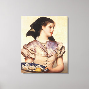 Het Oestermeisje (door Karl Gussow) Canvas Afdruk
