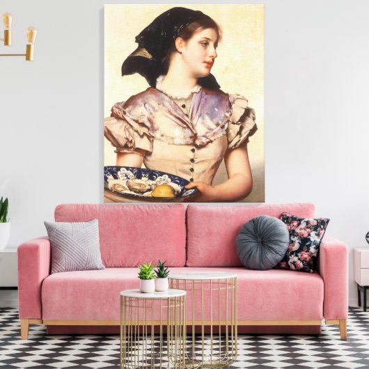 Het Oestermeisje (door Karl Gussow) Canvas Afdruk (Insitu (Woonkamer))