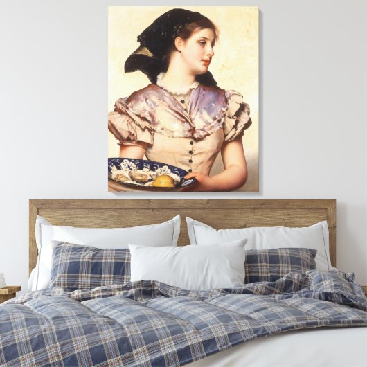 Het Oestermeisje (door Karl Gussow) Canvas Afdruk (Insitu (Slaapkamer))