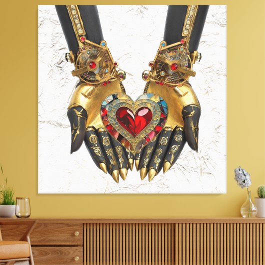 Het offer - Hart in Handen Canvas Afdruk (Insitu (Woonkamer))