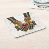 Het offer - Hart in Handen Kartonnen Onderzetters (Schuin)