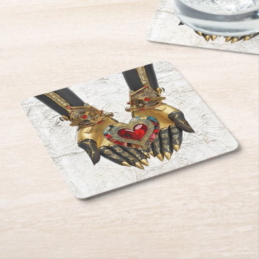 Het offer - Hart in Handen Kartonnen Onderzetters (Schuin)