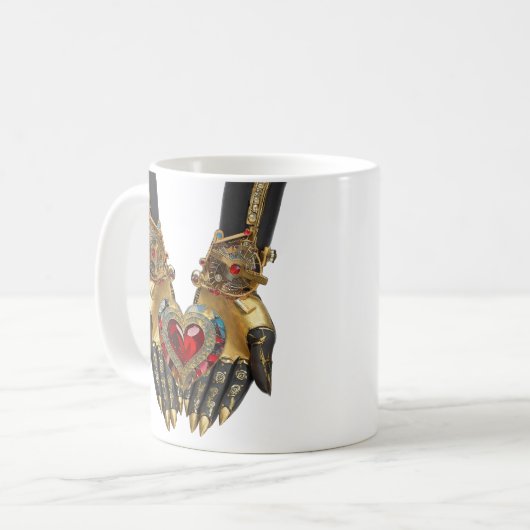 Het offer - Hart in Handen Koffiemok (Voorkant links)