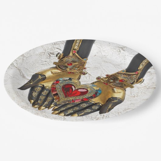 Het offer - Hart in Handen Papieren Bordje (Gekanteld)