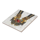 Het offer - Hart in Handen Tegeltje (Zijkant)