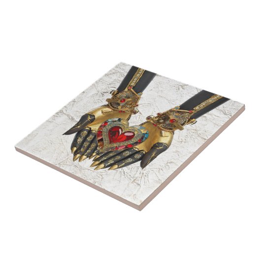 Het offer - Hart in Handen Tegeltje (Zijkant)